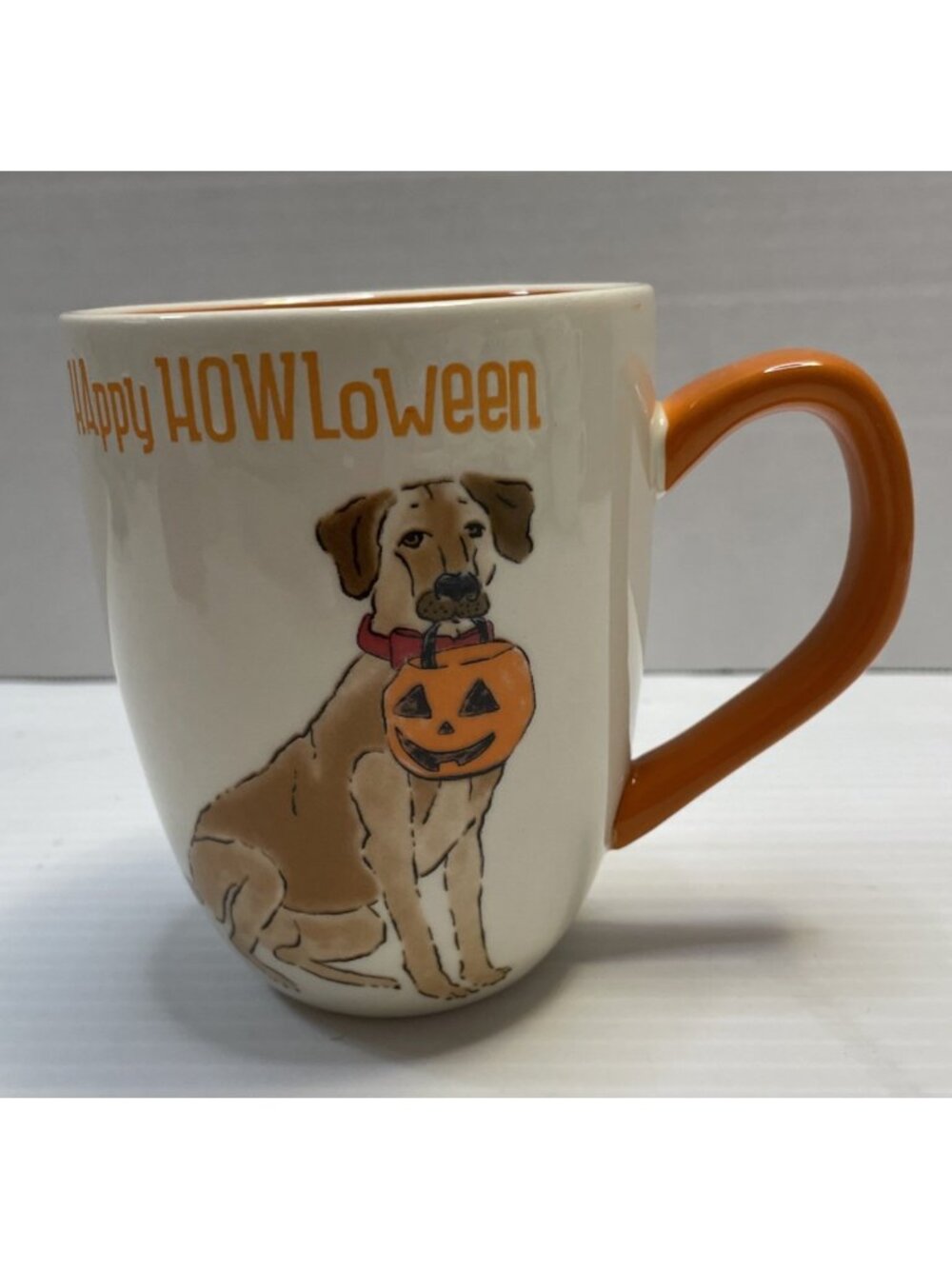 Happy HOWLoween Dog Lab Halloween Pumpkin Coffee Cup Mug By TAG - EUC